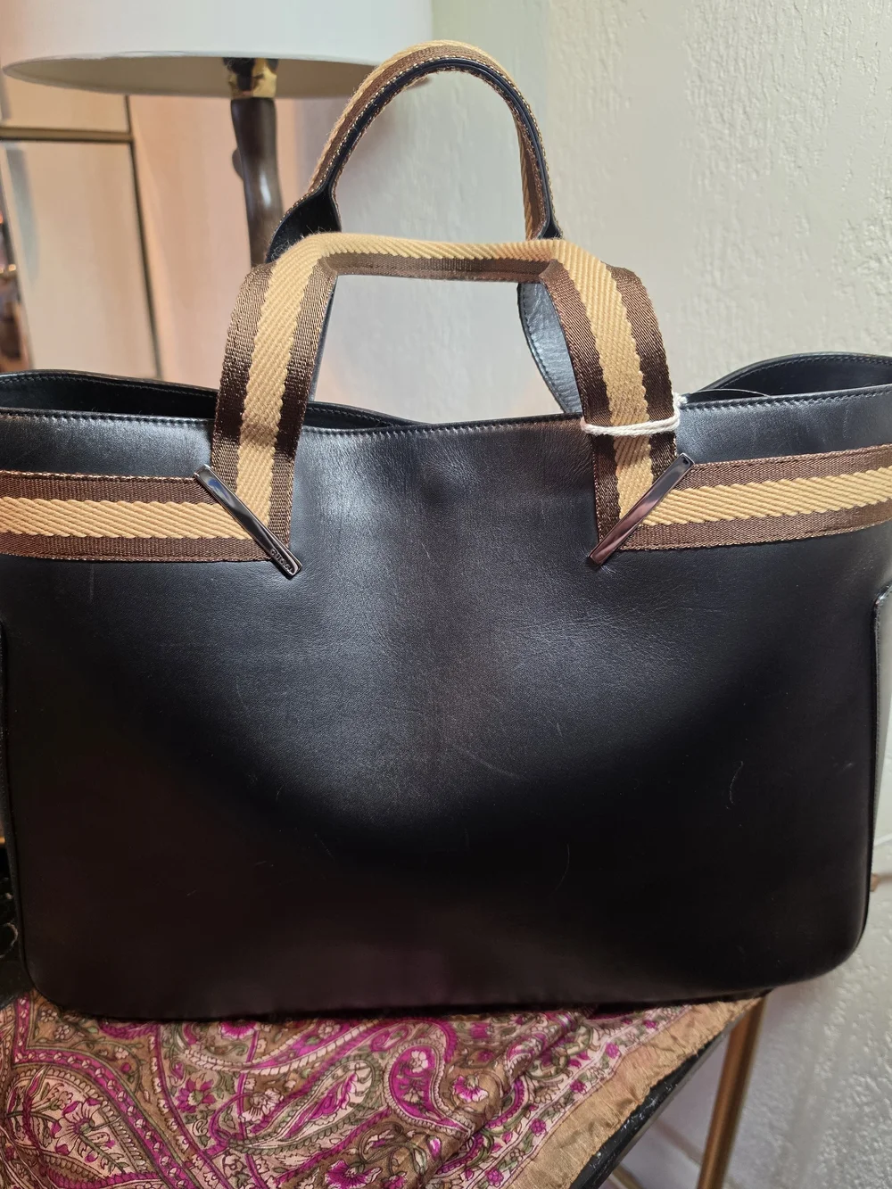 Gucci Vintage Black Web Tote With Top Handles W/COA